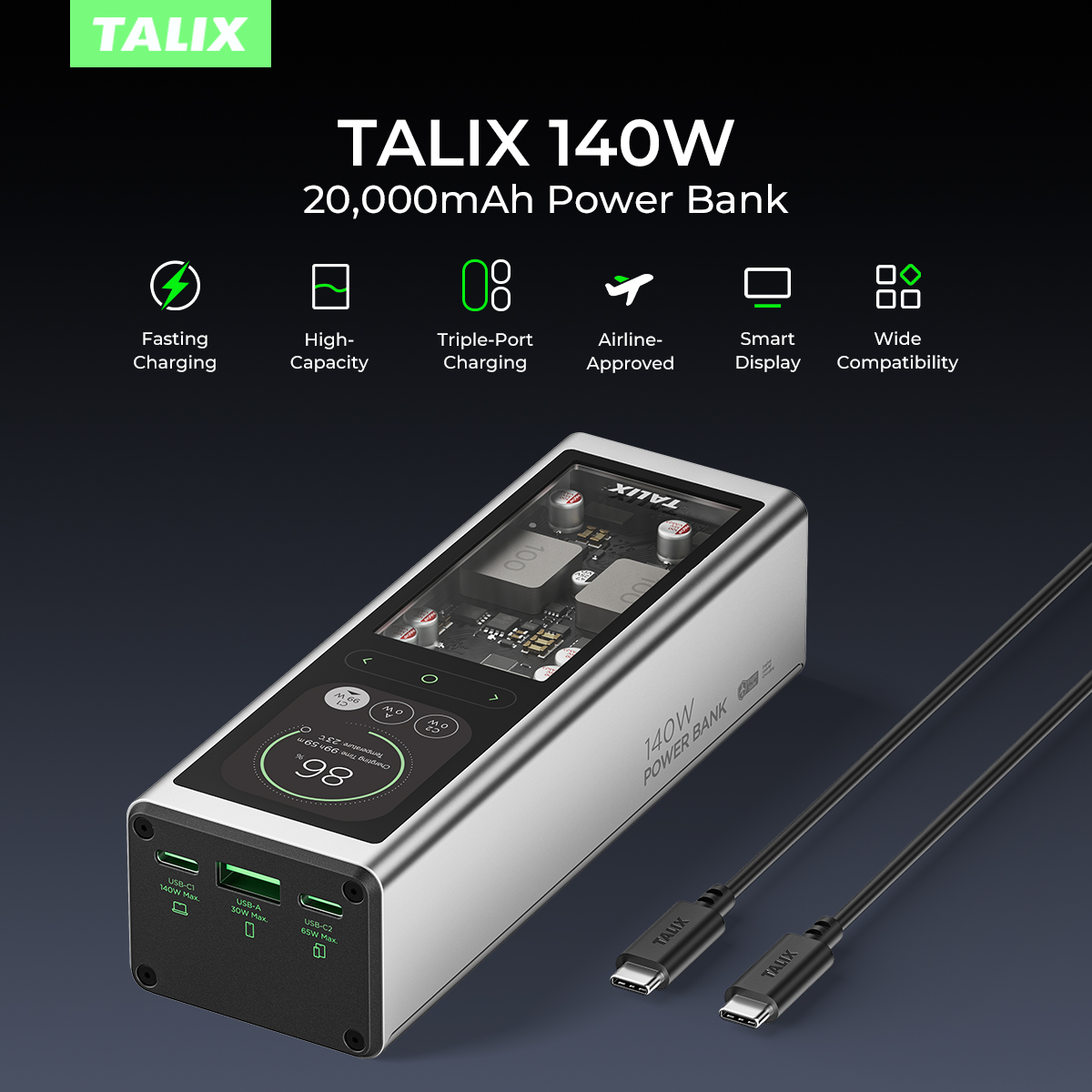 TALIX 140W Power Bank 20000mAh - Drone Battery Li-Ion recensione e prezzo