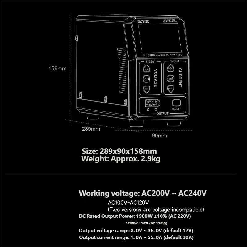 SKYRC PSU2000 1980W Adjustable - Drone Battery Charger recensione e prezzo