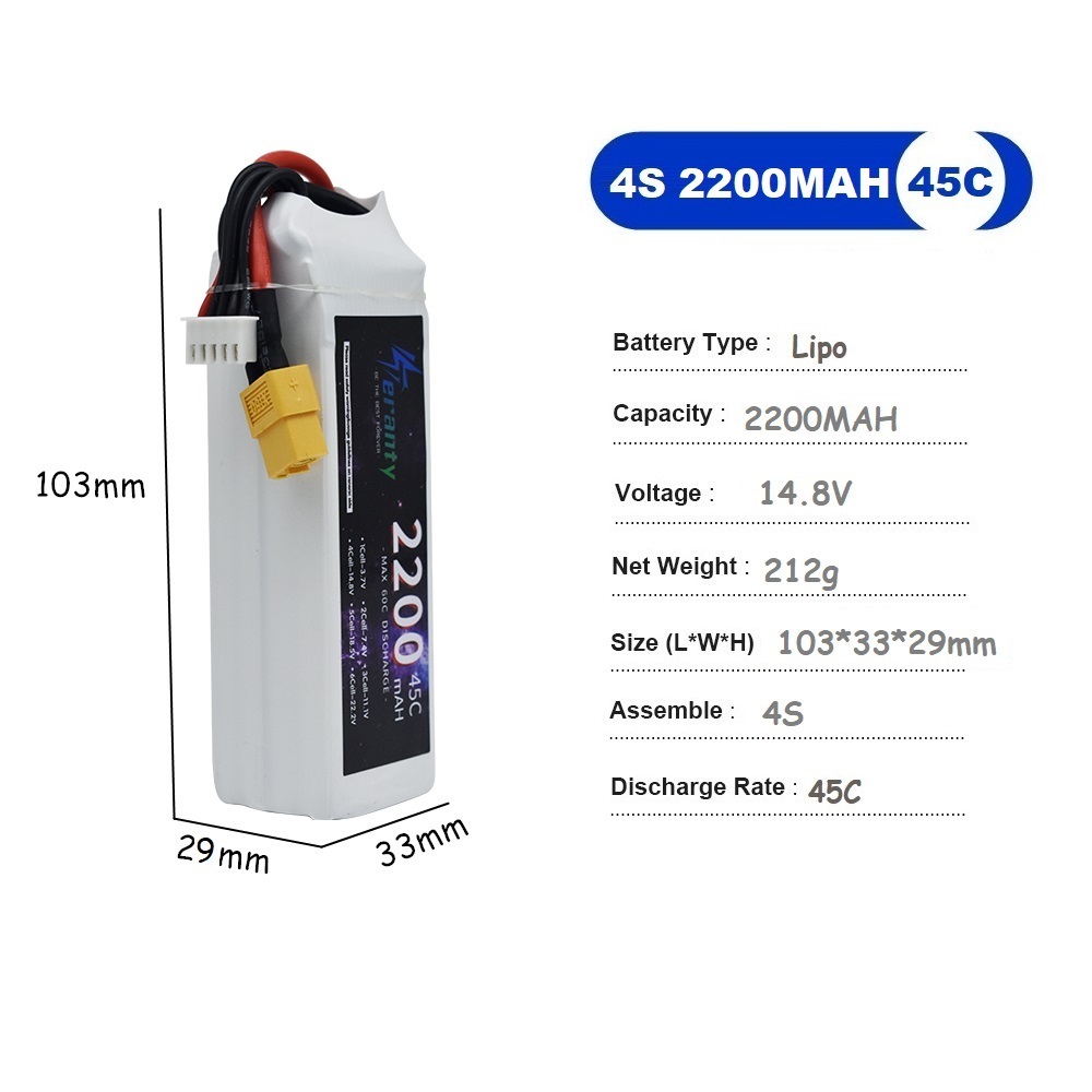 4S LiPo Battery 14.8V 1500mah  - Drone Battery Li-Ion recensione e prezzo