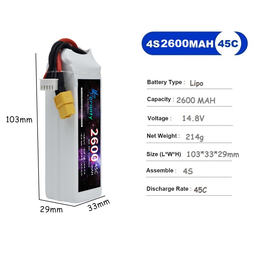 4S LiPo Battery 14.8V 1500mah  - Drone Battery Li-Ion recensione e prezzo
