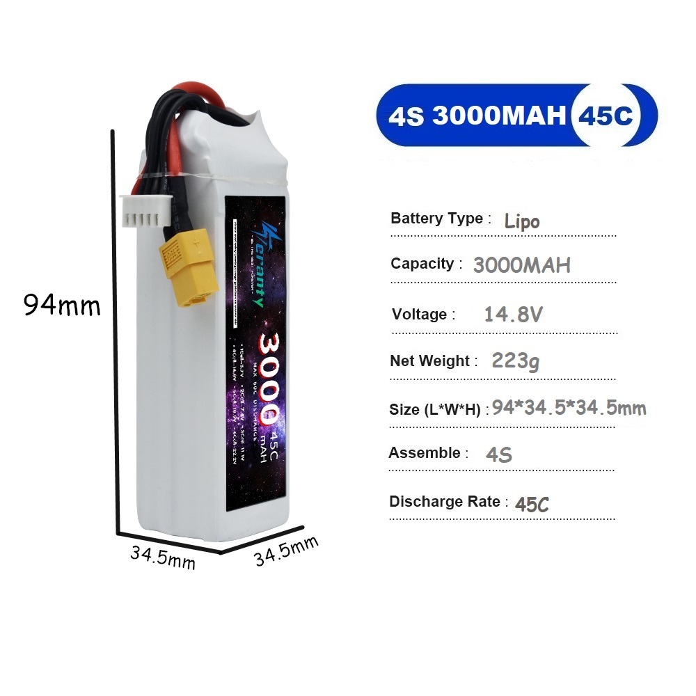 4S LiPo Battery 14.8V 1500mah  - Drone Battery Li-Ion recensione e prezzo