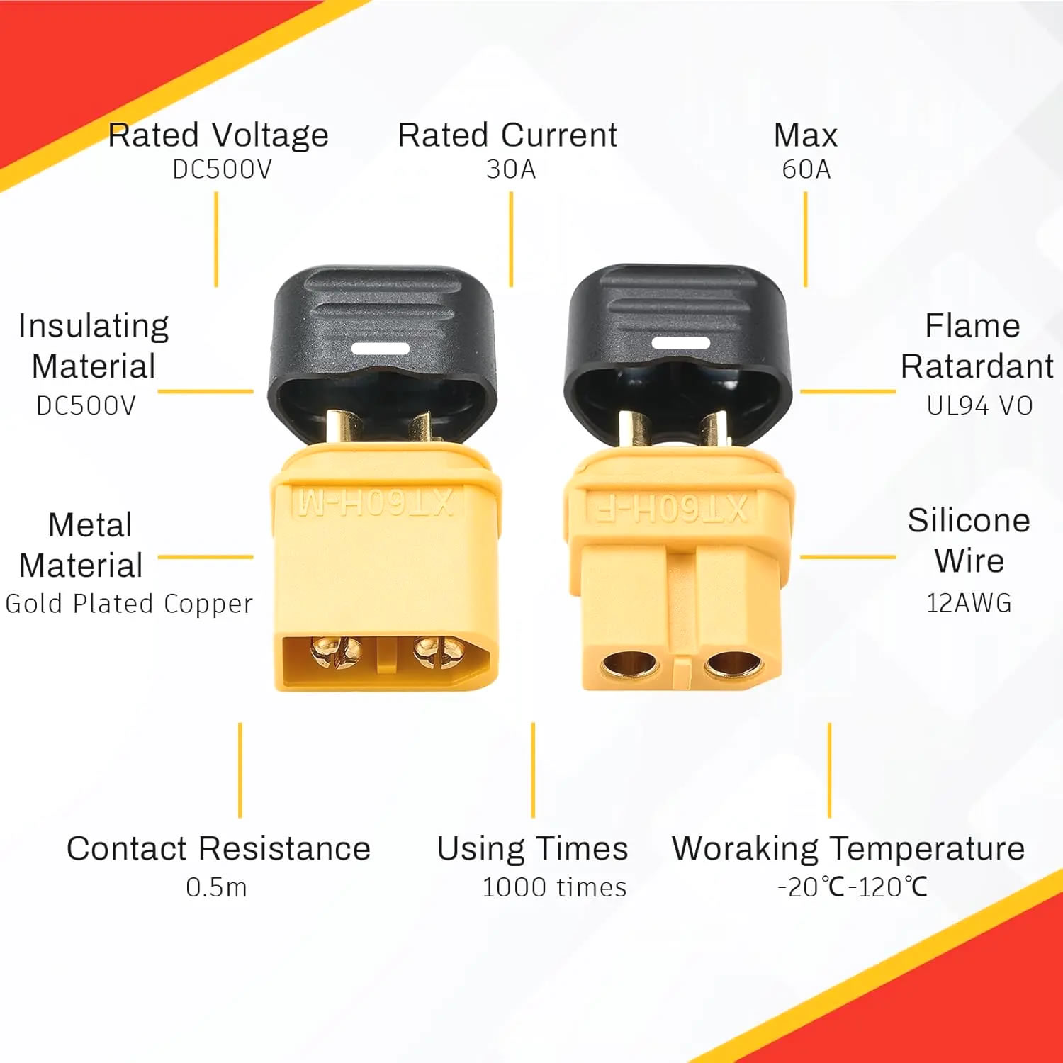 XT60 Connector Plug with Sheat - Drone Battery Connector recensione e prezzo