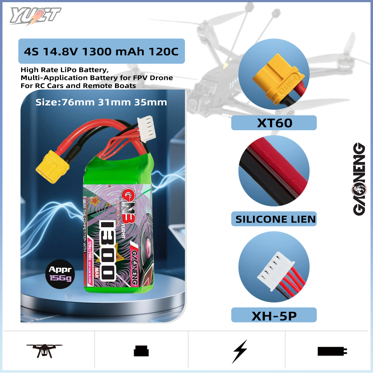 YUCT GNB 6S LiPo Battery 22.2V - Drone Battery 4S recensione e prezzo