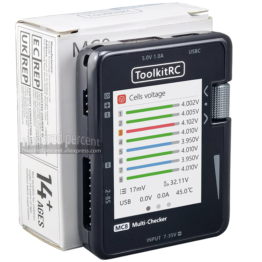 ToolkitRC MC8 Mini Size Cell c - Drone Battery Voltage Checker recensione e prezzo