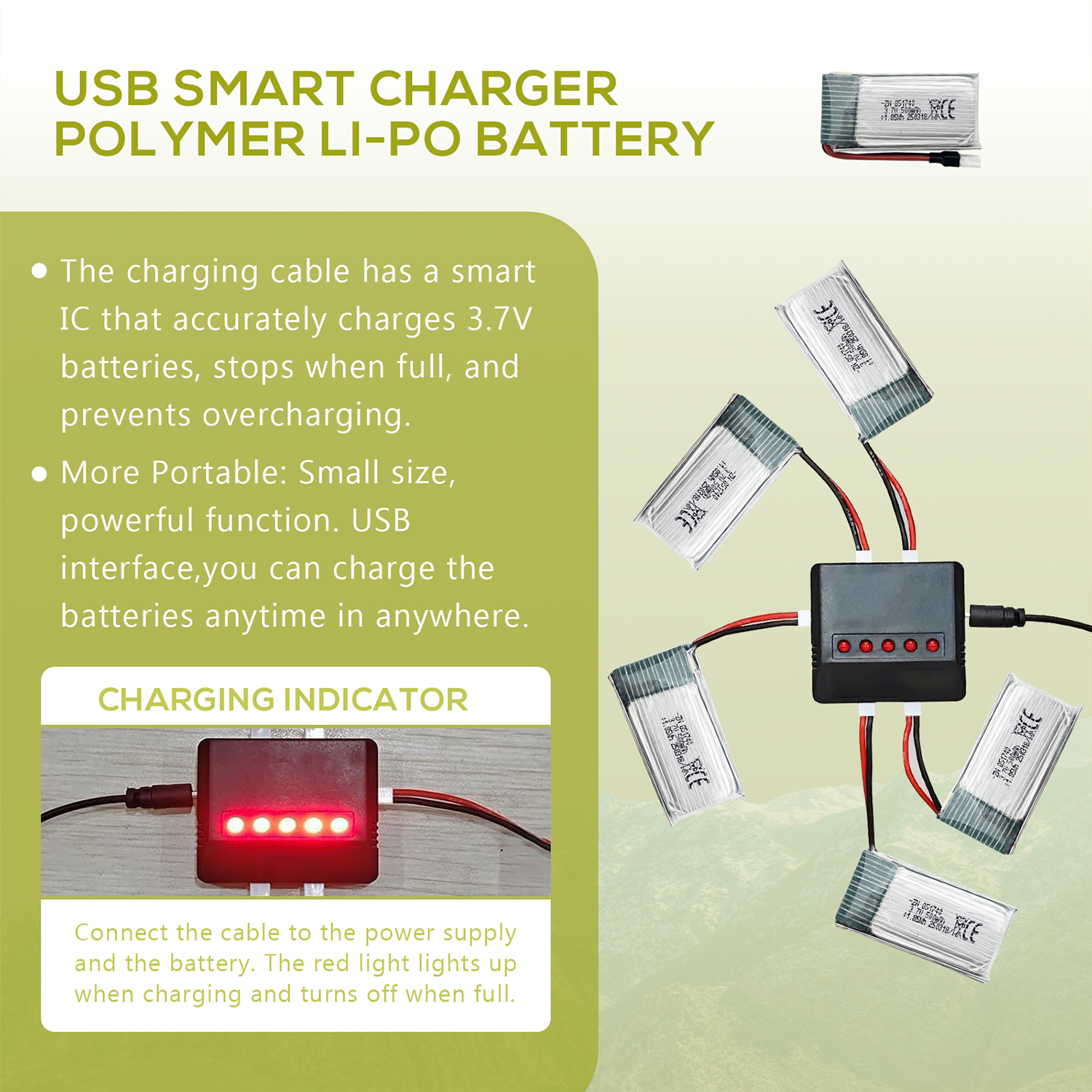 5Pcs 3.7V 500mAh LiPo Batterie - Drone Battery Bag recensione e prezzo